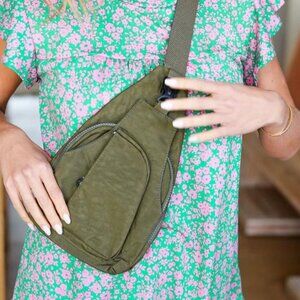 Green - Casual Nylon Crossbody Sling Bag